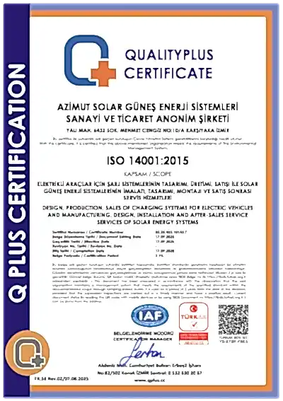 ISO 14001 Çevre Yönetim Sistemi Sertifikası — Azimut Solar Enerji